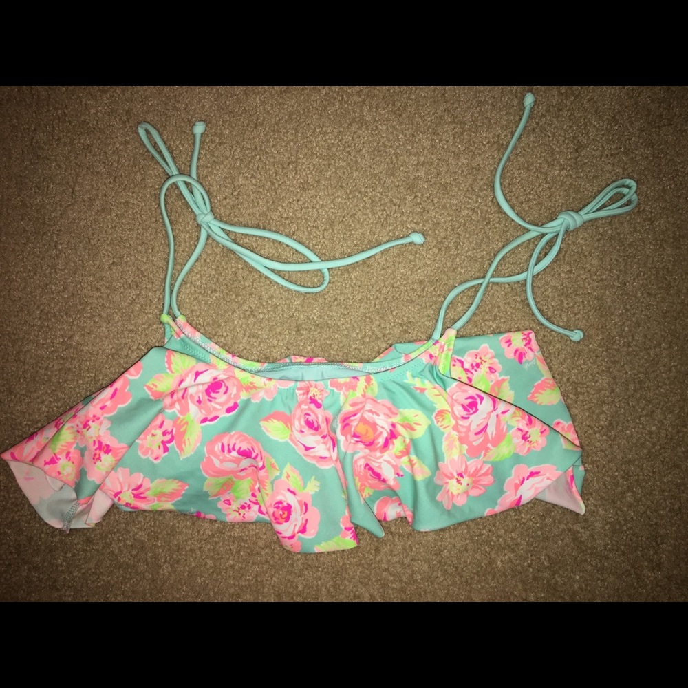 Floral Pattern Bathing Suit Top - image 1